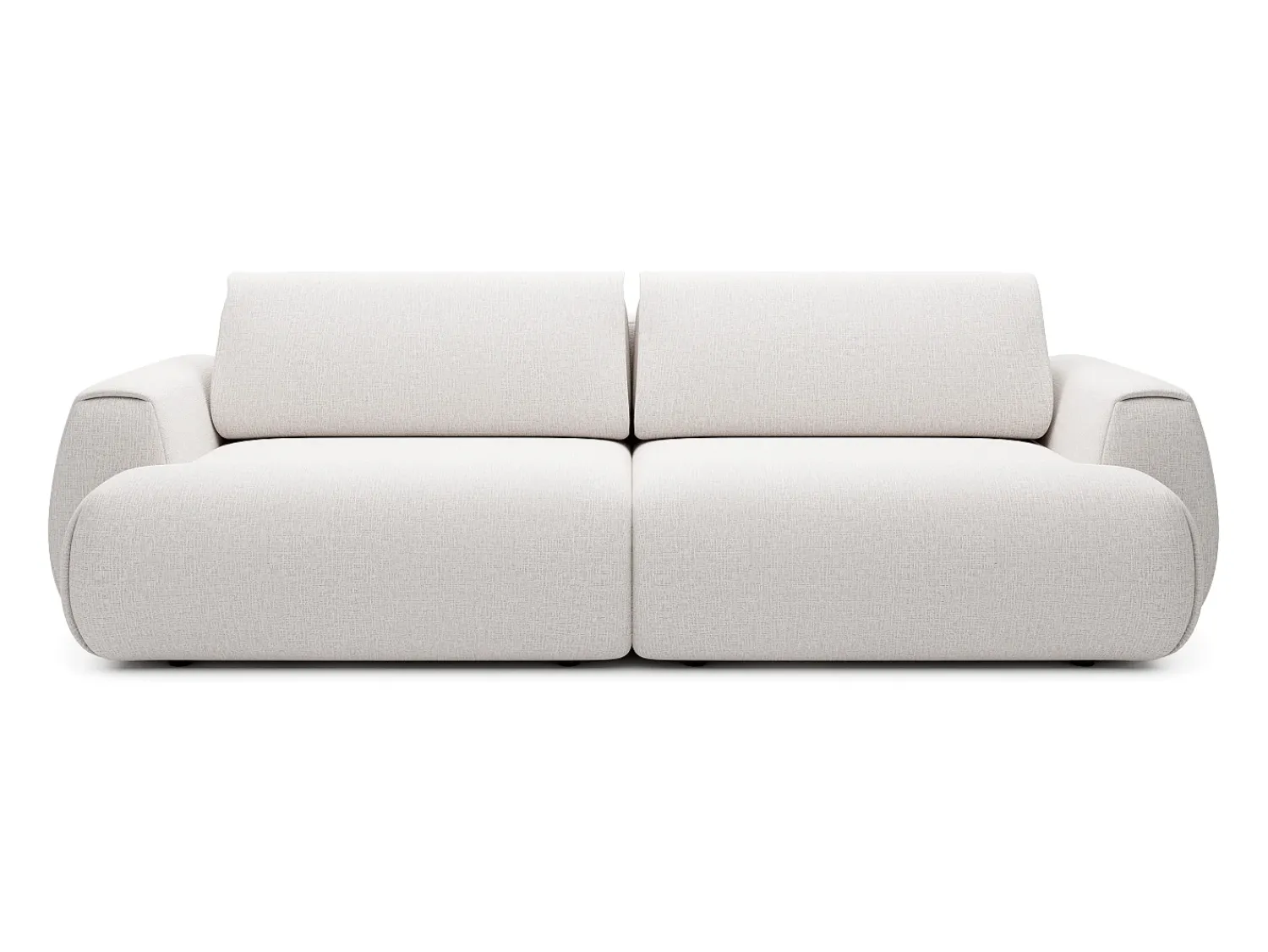 Vente-unique Sofá de 4 lugares convertível deslizante em tecido chenille branco marfim MONELIA^ Sofá