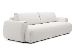 Vente-unique Sofá de 4 lugares convertível deslizante em tecido chenille branco marfim MONELIA^ Sofá