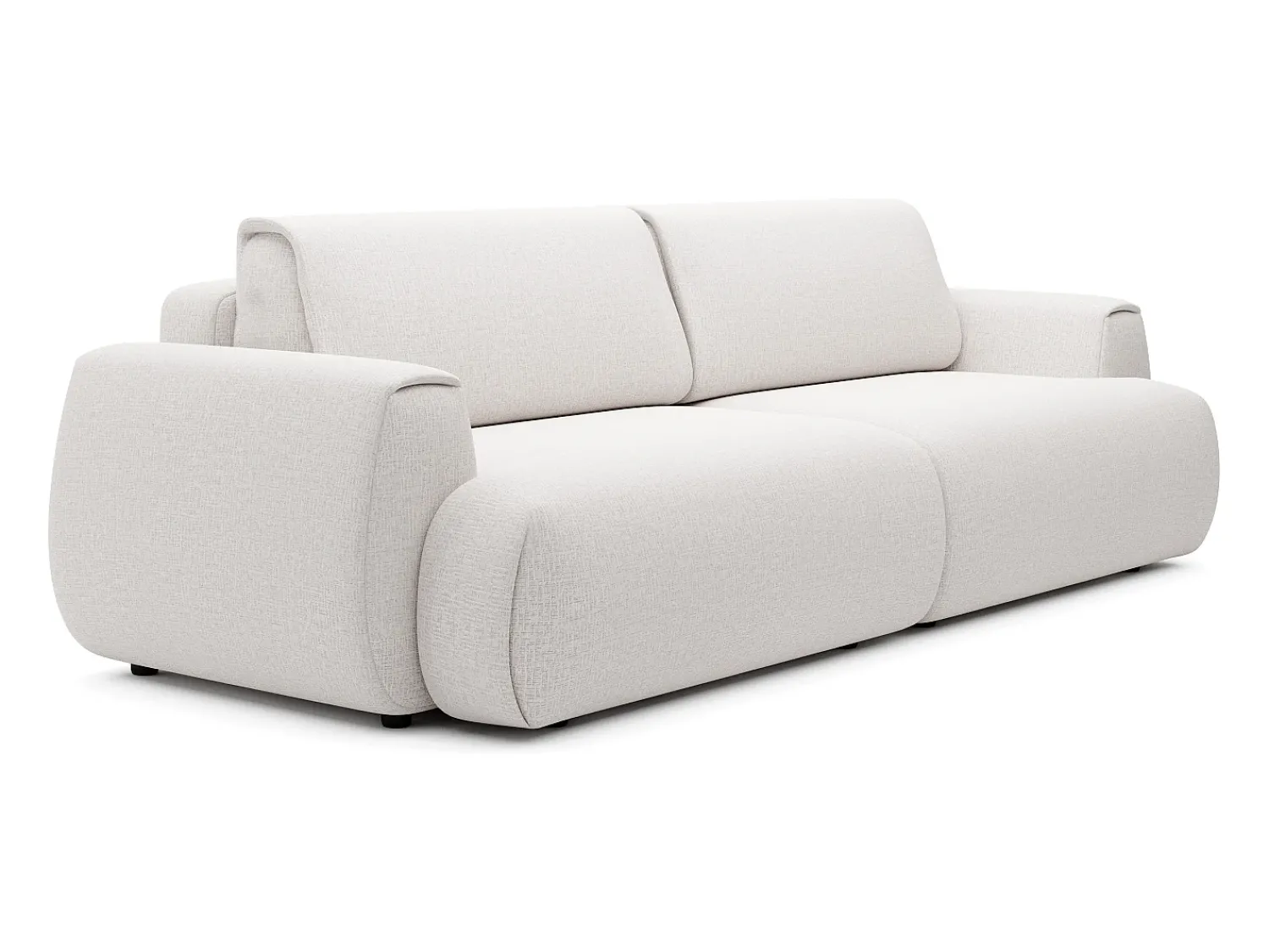 Vente-unique Sofá de 4 lugares convertível deslizante em tecido chenille branco marfim MONELIA^ Sofá