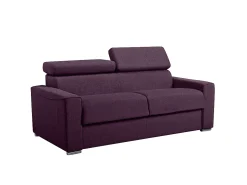 Clearance Vente-unique Sofá de 3 lugares convertível de abertura rápida em tecido cinza colchão - VIZIR Violeta