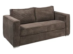 Clearance Vente-unique Sofá de 3 lugares convertível abertura rápida veludo canelado bege LORETO Castanho