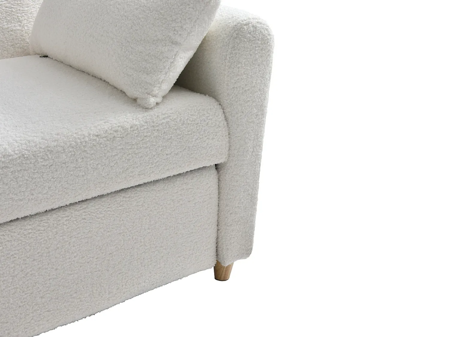 Sofá|Vente-unique Sofá de 2 lugares convertível com gaveta em tecido bouclé AYLA Branco