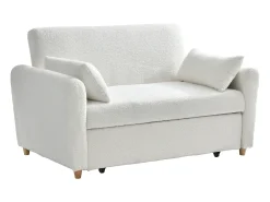 Sofá|Vente-unique Sofá de 2 lugares convertível com gaveta em tecido bouclé AYLA Branco