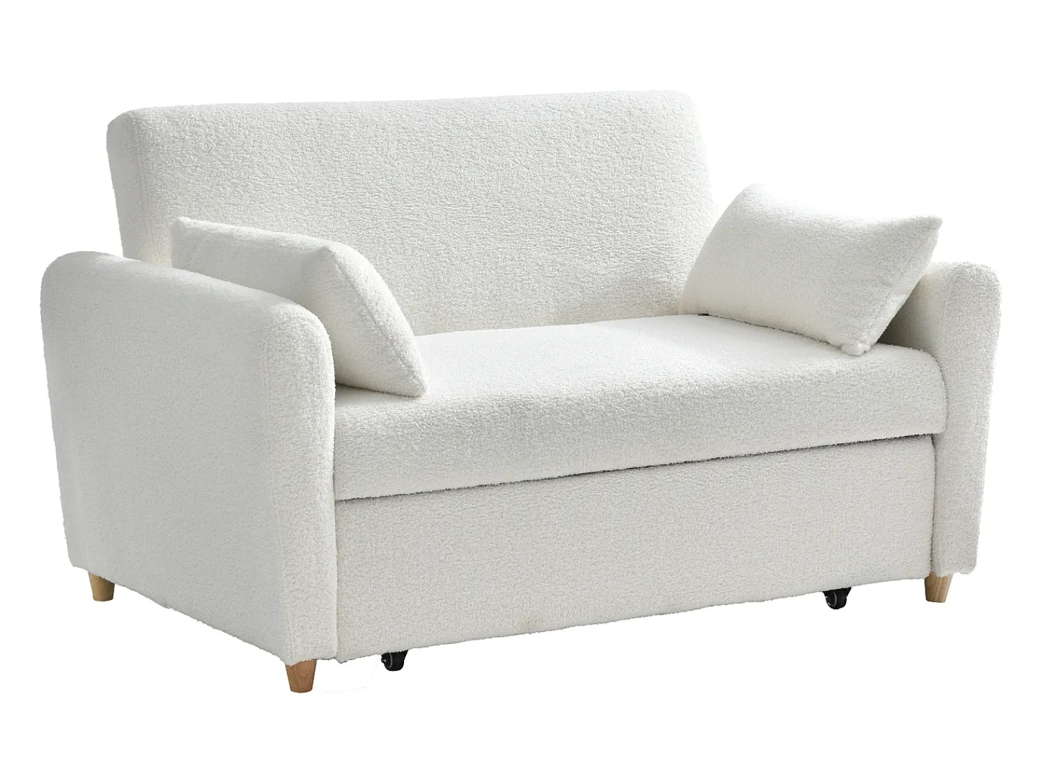 Sofá|Vente-unique Sofá de 2 lugares convertível com gaveta em tecido bouclé AYLA Branco