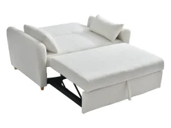 Sofá|Vente-unique Sofá de 2 lugares convertível com gaveta em tecido bouclé AYLA Branco
