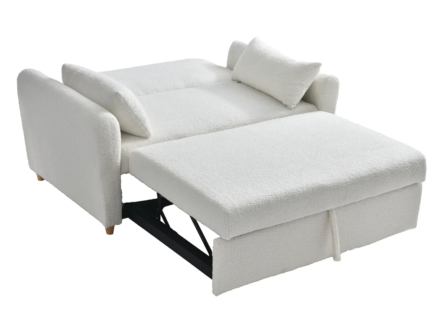 Sofá|Vente-unique Sofá de 2 lugares convertível com gaveta em tecido bouclé AYLA Branco