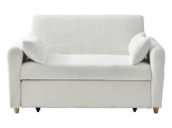 Sofá|Vente-unique Sofá de 2 lugares convertível com gaveta em tecido bouclé AYLA Branco