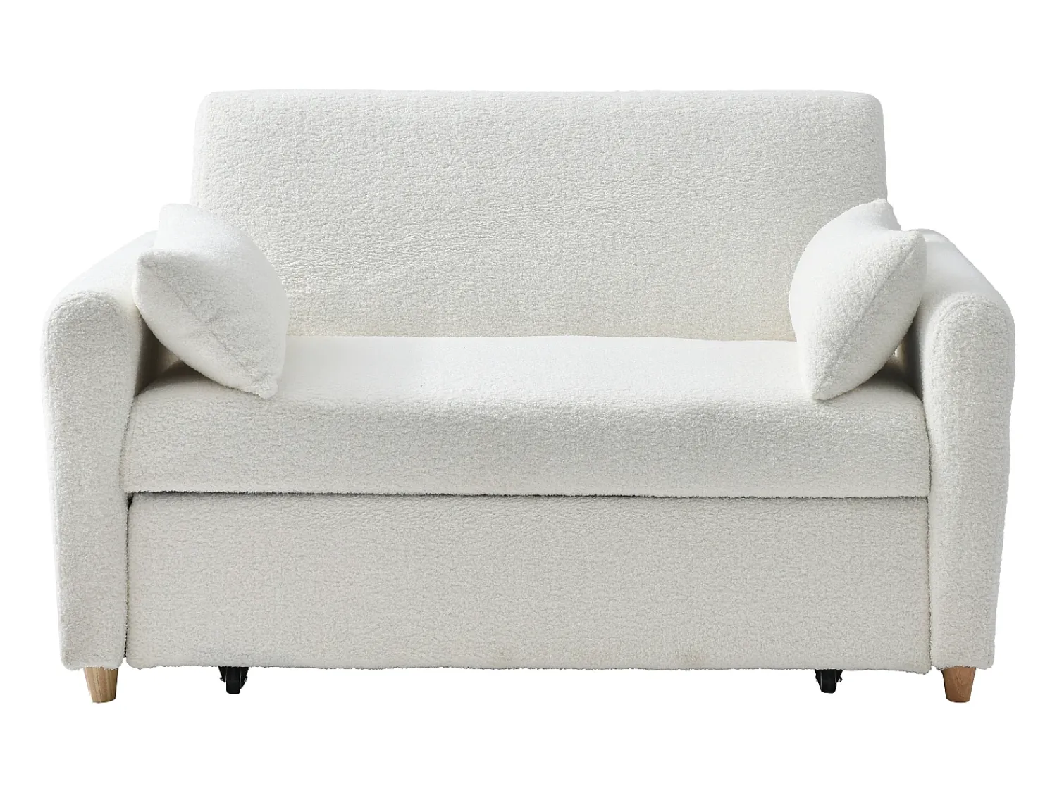 Sofá|Vente-unique Sofá de 2 lugares convertível com gaveta em tecido bouclé AYLA Branco