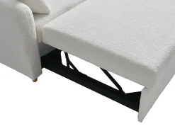 Sofá|Vente-unique Sofá de 2 lugares convertível com gaveta em tecido bouclé AYLA Branco