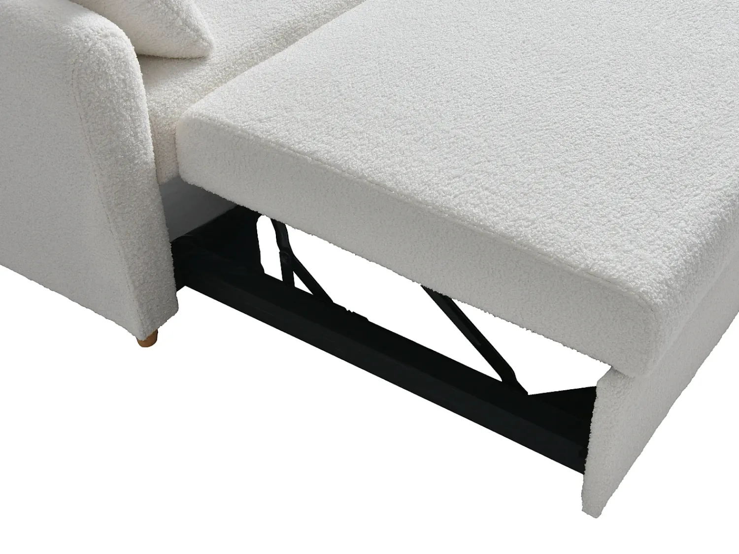 Sofá|Vente-unique Sofá de 2 lugares convertível com gaveta em tecido bouclé AYLA Branco