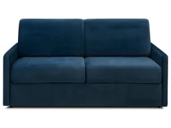 Sofá*Vente-unique Sofá de 3 lugares convertível de abertura rápida em veludo azul-escuro colchão de espuma de 18 cm - CALIFE Azul escuro