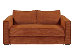 Best Vente-unique Sofá de 4 lugares convertível rápido em veludo canelado - 160 cm - 22 cm LORETO Terracota