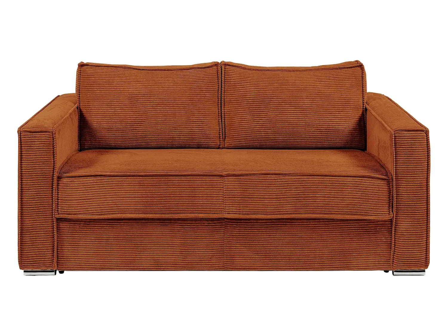 Best Vente-unique Sofá de 4 lugares convertível rápido em veludo canelado - 160 cm - 22 cm LORETO Terracota