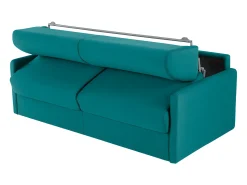 Sofá|Vente-unique Sofá de 4 lugares convertível de abertura rápida em tecido cinza colchão de espuma 18 cm - CALIFE Azul turquesa