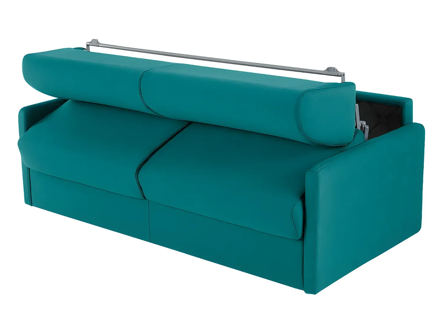 Sofá|Vente-unique Sofá de 4 lugares convertível de abertura rápida em tecido cinza colchão de espuma 18 cm - CALIFE Azul turquesa