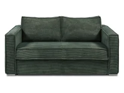 Clearance Vente-unique Sofá de 4 lugares convertível abertura rápida veluco canelado bege LORETO Verde pinho