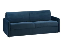 Vente-unique Sofá de 4 lugares convertível de abertura rápida em veludo azul-escuro colchão de espuma de 18 cm - CALIFE^ Sofá