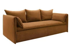 Sofá|Vente-unique Sofá de 3 lugares convertível veludo canelado TEODORA Terracota