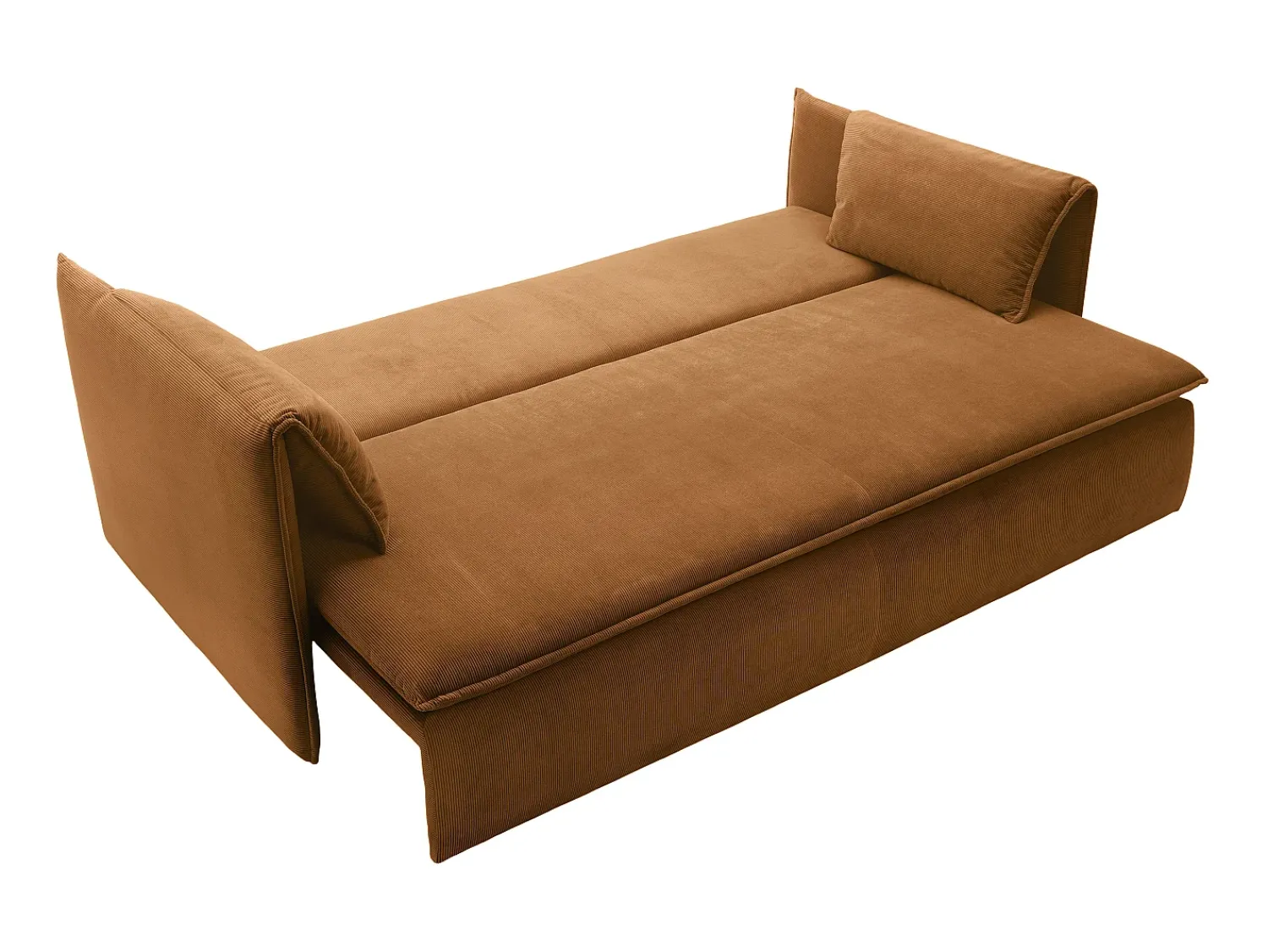Sofá|Vente-unique Sofá de 3 lugares convertível veludo canelado TEODORA Terracota