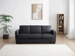 Vente-unique Sofá de 3 lugares convertível em pele sintética NATY II^ Sofá