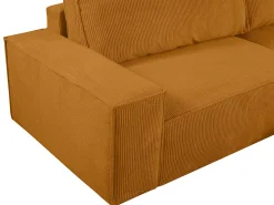 Sofá*Vente-unique Sofá de 4 lugares convertível veludo canelado laranja-claro - AMELIA Laranja claro