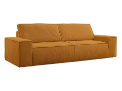 Sofá*Vente-unique Sofá de 4 lugares convertível veludo canelado laranja-claro - AMELIA Laranja claro