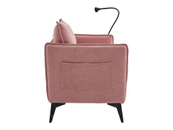 Sofá de 2 lugares cor-de- - com compartimentos laterais para arrumação e suporte para telemóvel - chenille - para sala de estar e quarto^ Sofá