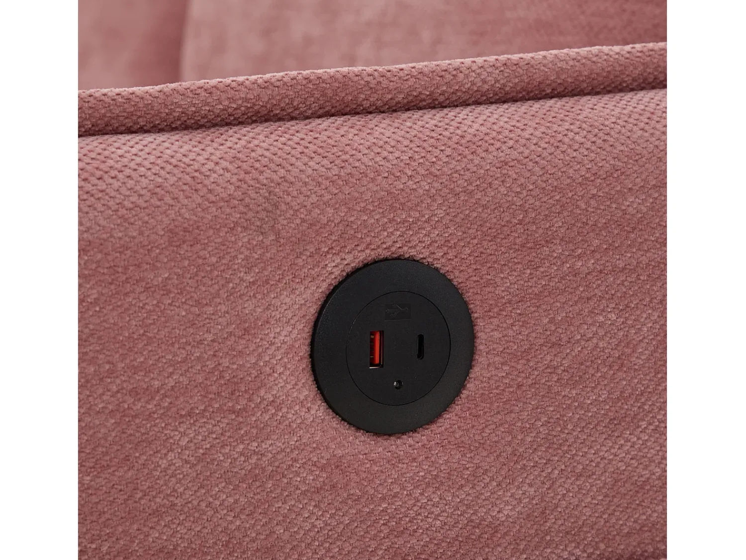 Sofá de 2 lugares cor-de- - com compartimentos laterais para arrumação e suporte para telemóvel - chenille - para sala de estar e quarto^ Sofá