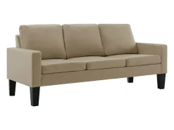 Sofá*vidaxl Sofá de 3 lugares couro artificial cappuccino Castanho