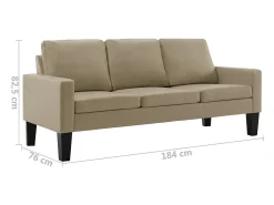 Sofá*vidaxl Sofá de 3 lugares couro artificial cappuccino Castanho