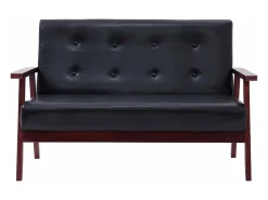 Sofá* Sofá de 2 lugares couro artificial PT598880 Preto
