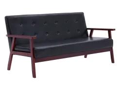 Sofá* Sofá de 3 lugares couro artificial PT208143 Preto