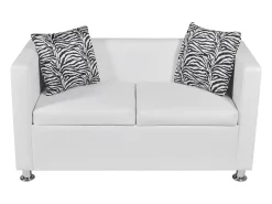 Sofá* Sofá de 2 lugares couro artificial PT760182 Branco