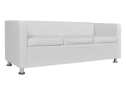 Sofá* Sofá de 3 lugares couro artificial PT292704 Branco
