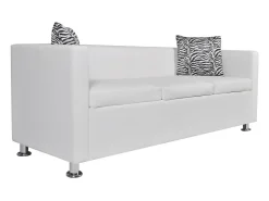 Sofá* Sofá de 3 lugares couro artificial PT292704 Branco
