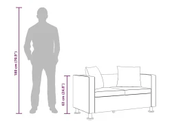 vidaxl Sofá de 2 lugares couro artificial^ Sofá