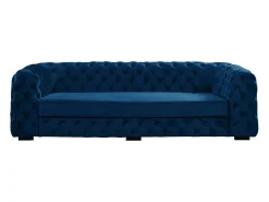 Vente-unique Sofá de 3 lugares de veludo azul noite chesterfield STANLEY^ Sofá