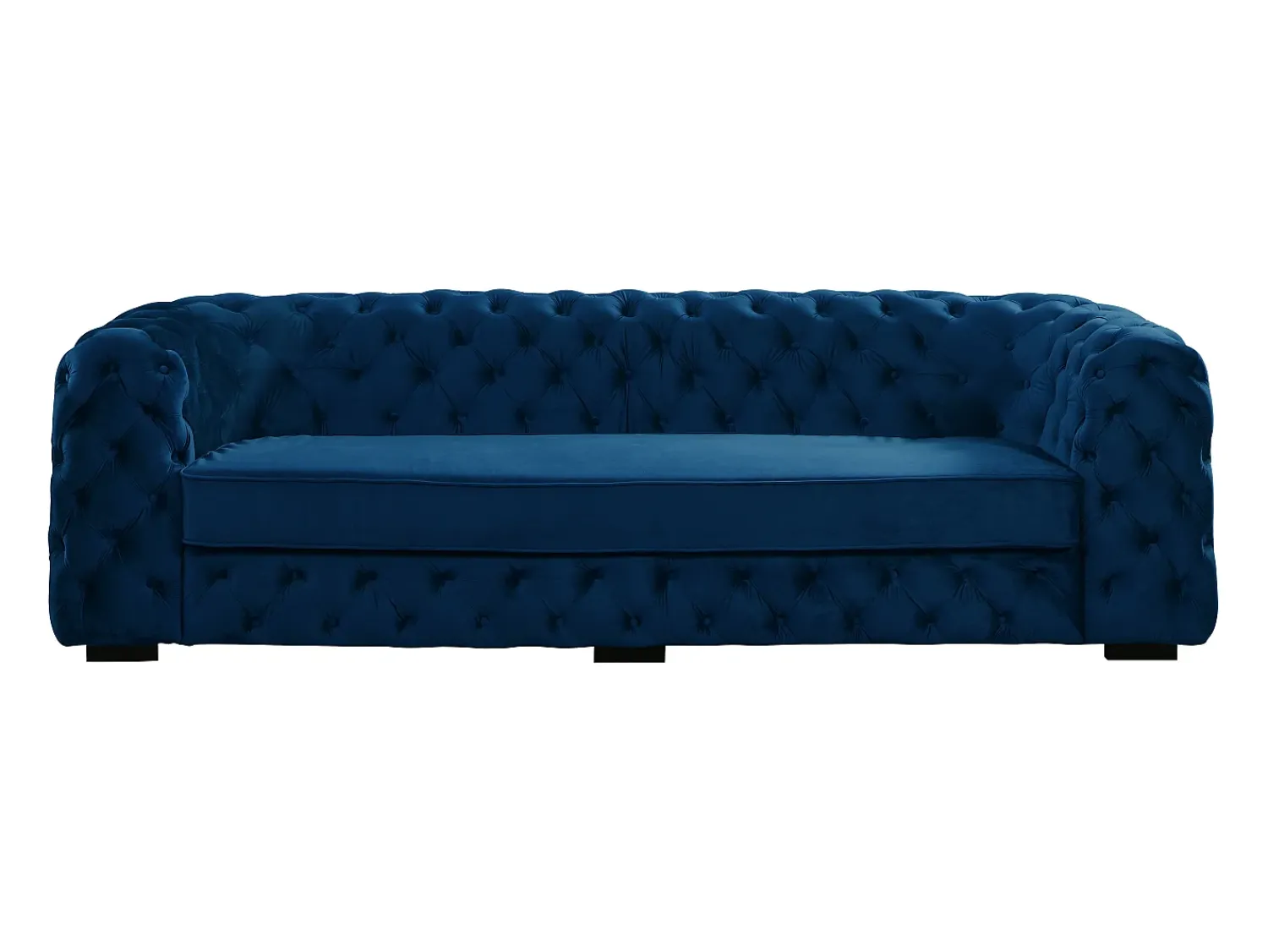 Vente-unique Sofá de 3 lugares de veludo azul noite chesterfield STANLEY^ Sofá