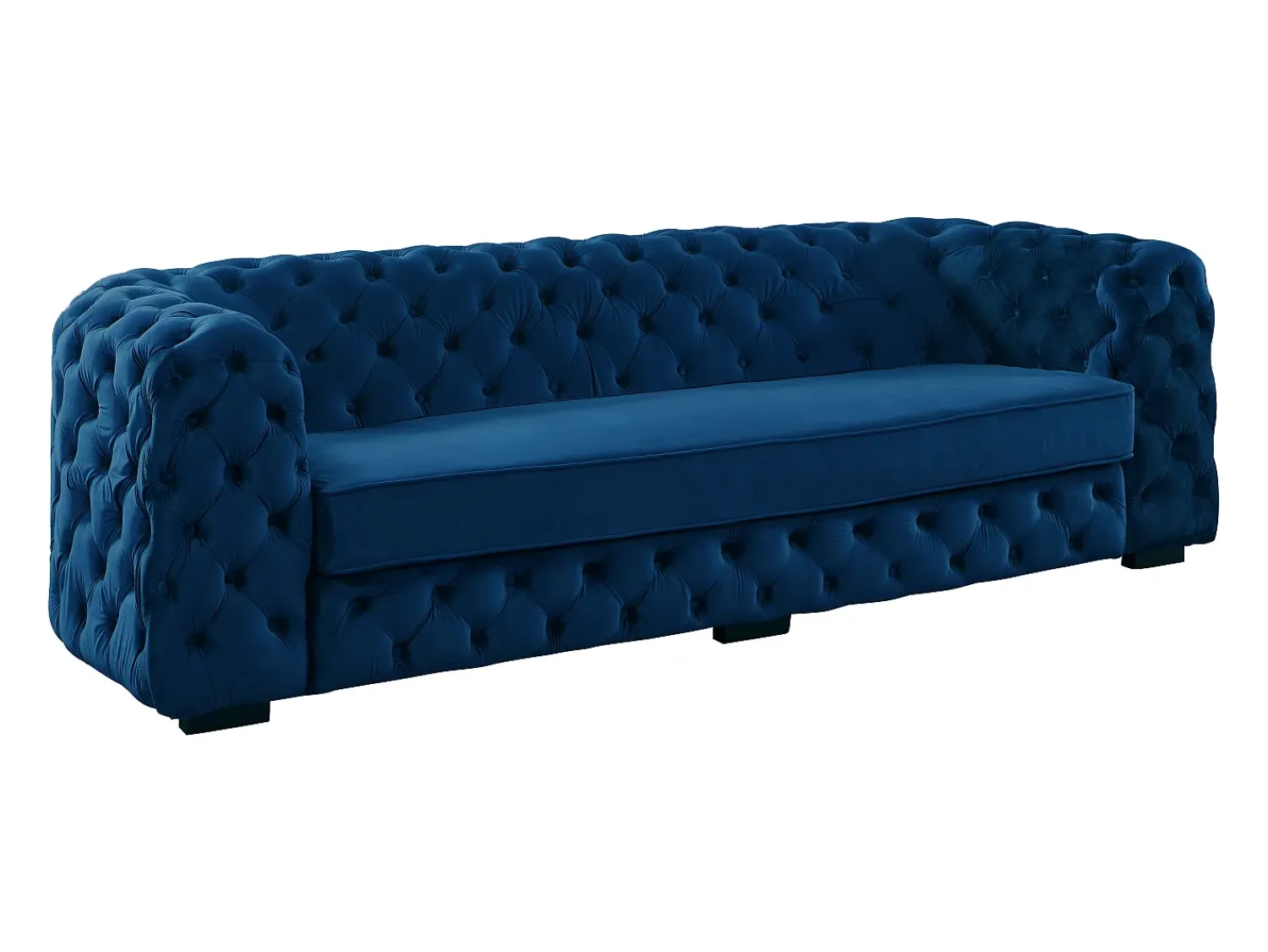 Vente-unique Sofá de 3 lugares de veludo azul noite chesterfield STANLEY^ Sofá