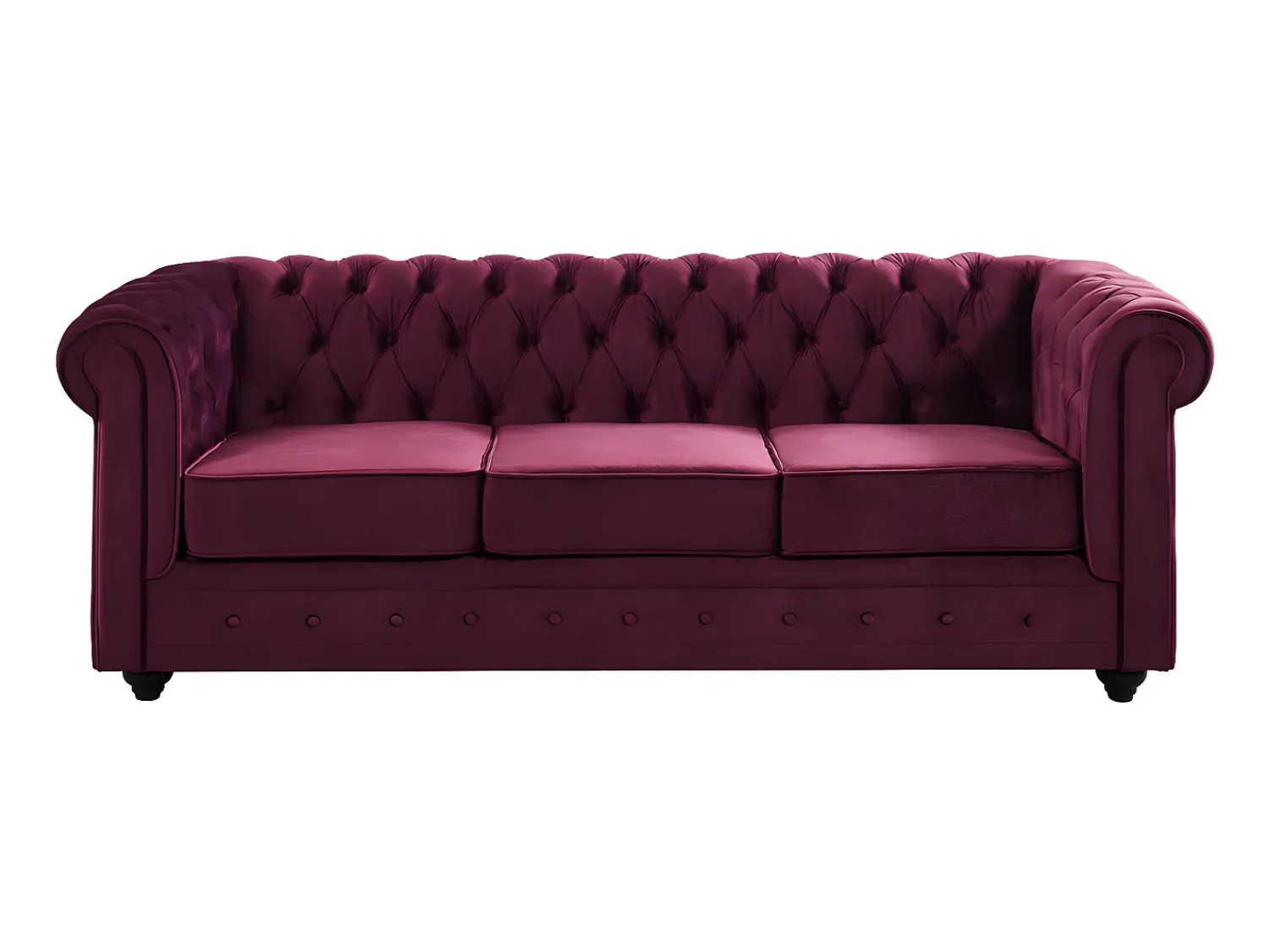 Vente-unique Sofá de 3 lugares de veludo roxo CHESTERFIELD -Preço baixo^ Sofá