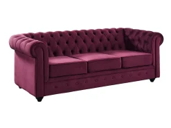 Vente-unique Sofá de 3 lugares de veludo roxo CHESTERFIELD -Preço baixo^ Sofá