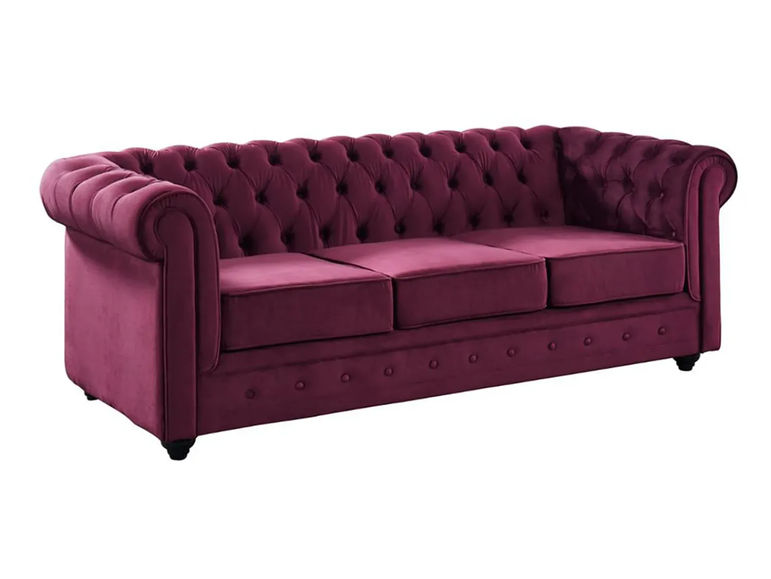 Vente-unique Sofá de 3 lugares de veludo roxo CHESTERFIELD -Preço baixo^ Sofá