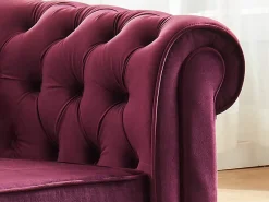 Vente-unique Sofá de 3 lugares de veludo roxo CHESTERFIELD -Preço baixo^ Sofá
