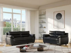 Vente-unique Sofá de 3 lugares elegante em pele sintética - MANOA^ Sofá