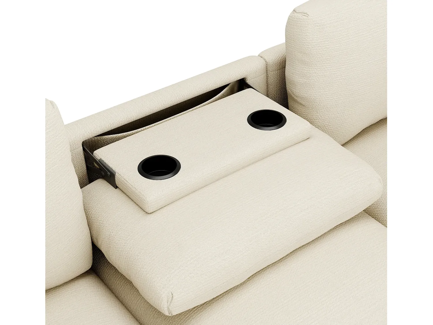 Hauss Spole Sofá de 3 lugares em chenille - Almofadas, mesa de apoio dobrável, entradas USB e espaço para arrumação.^ Sofá