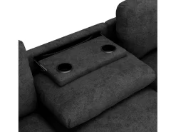 Sofá|Hauss Spole Sofá de 3 lugares em chenille - Almofadas, mesa de apoio dobrável, entradas USB e espaço para arrumação. Cinzento