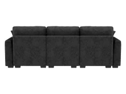 Sofá|Hauss Spole Sofá de 3 lugares em chenille - Almofadas, mesa de apoio dobrável, entradas USB e espaço para arrumação. Cinzento