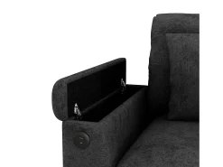 Sofá|Hauss Spole Sofá de 3 lugares em chenille - Almofadas, mesa de apoio dobrável, entradas USB e espaço para arrumação. Cinzento
