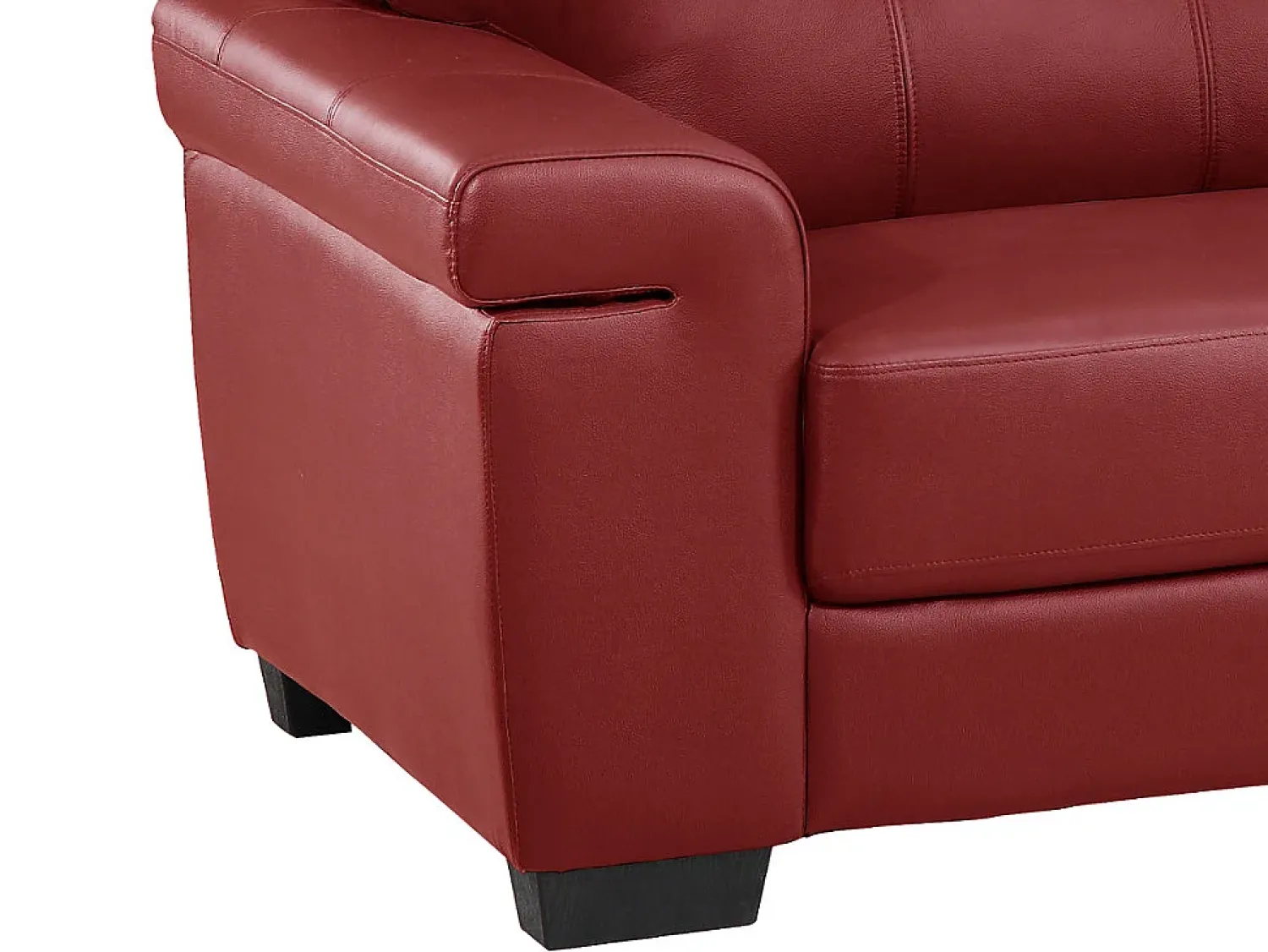 Clearance Vente-unique Sofá de 3 lugares em couro bovino - - AVELÃ Vermelho
