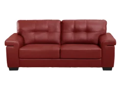 Clearance Vente-unique Sofá de 3 lugares em couro bovino - - AVELÃ Vermelho